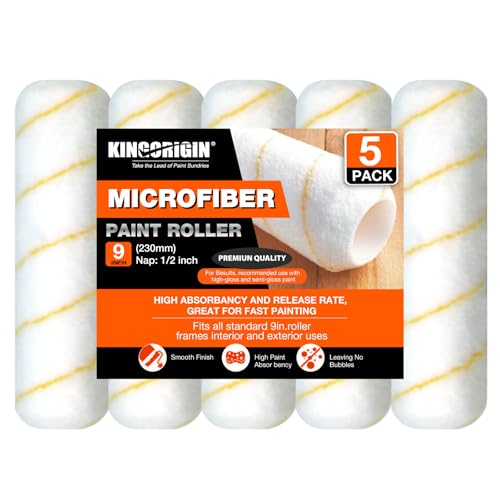 9 Inch Microfiber Paint Roller Covers, 1/2" Nap, 5-Pack - size: 5 PCS, 9"
