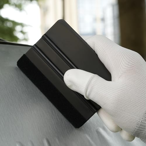 2-Pack Felt Edge Squeegee Tool for Vinyl Wrap & Wallpaper Smoothing, Plastic Scraper with Replacement Fabric Felts, Anti-Scratch Applicator for Car Window Tint, Glass Film & Craft Decals - color: Black
