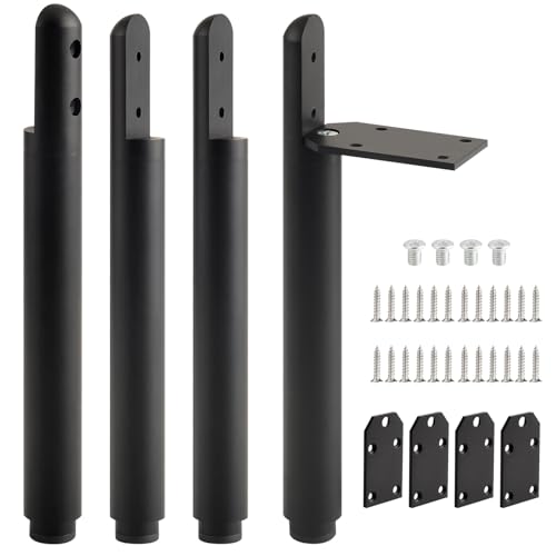 4 Pack Adjustable Cabinet Legs Stand Black 7.2-9.6 Inch Furniture Support Feet Dresser Legs Replacement Extensions End Table Feet Riser Cylinder - color: Black, size: 7.2-9.6 inch(4pcs)