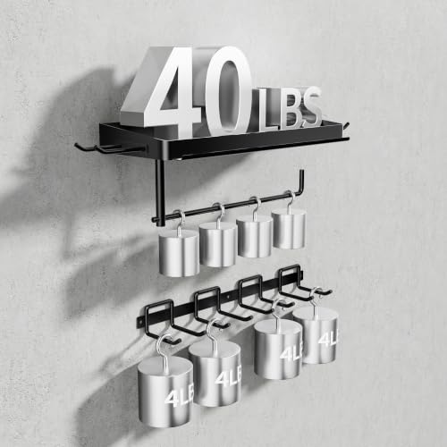 SUNTECH Garage Paper Towel Holder with Tool Hanger Wall Mount, Black - color: Black, size: 12.8-inch+15-inch