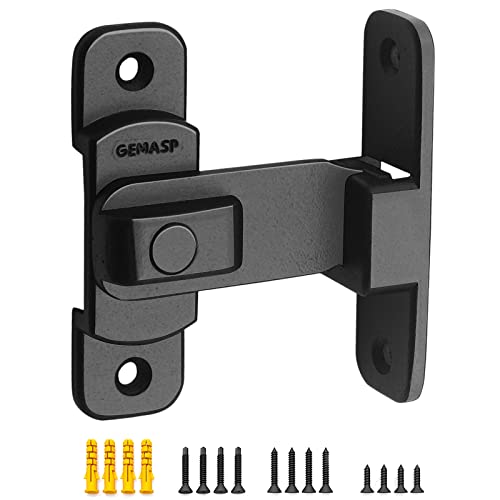 Door Lock Latch, 90 Degree Flip Barn Door Lock, Secure Portable Hook Lock Latch for Door, Garden, Bathroom, Garage, Window, Outdoor, Garage, Barn (Black)