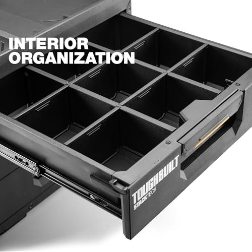 ToughBuilt StackTech XL 3 Drawer Tool Box, Heavy-Duty Portable Tools Chest, 50 lb Capacity - Stackable Toolbox Storage Organizer with 22 Dividers, Auto-Latching Drawers and Accessory Rails - size: 3 Drawer