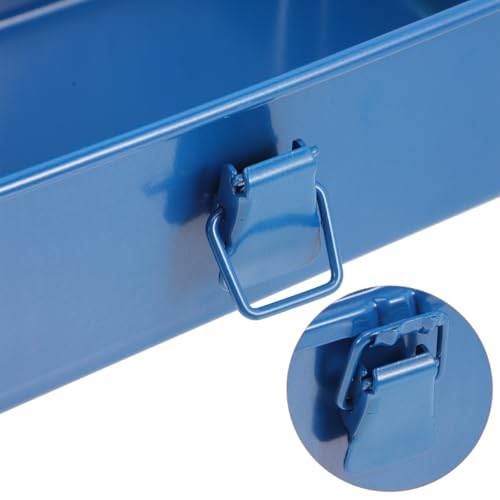 Housoutil Portable Tool Box Repair Tool Storage Container General Tool Box Hardware Case Craft Storage Toolbox for Tools Metal Tool Boxes Hand Carry Blue
