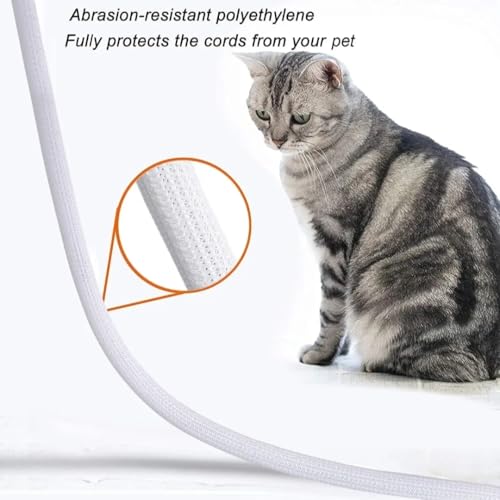 Cable Management Kit – 4 Pack 3FT Cord Sleeves + 3 Roll Reusable Cable Ties, Wire Organizer Wrap for TV, Desk, Computer, Home & Office, White