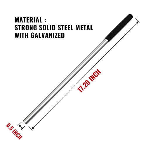 One Pair 17.2 Inch Torsion Spring Winding Rods with Non-Slip Handle,1/2 Inch Diameter Solid Steel Metal Winding Bars Hardware for Adjusting or Replacing Garage Door Tension Springs