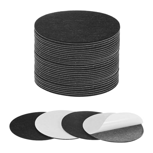 M METERXITY 30-Pack Lamp Base Felt, 4.5 Inch Dia. 2mm Thick Self Adhesive Round Fabric Felt Pads for Lamp/Furniture/DIY, Non-Slip Fiber Backed Patch Circles with Adhesive Backing [Black] - color: Black, size: 4.5" Dia