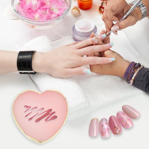 SUMAJU 2 Pack Heart Resin Nail Art Palette, Nail Art Painting - color: Pink, White