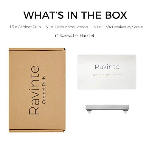 Ravinte Brushed Nickel Square Cabinet Handles & Pulls 3-3/4 Inch 10 Pack - size: 4-1/4 in (3-3/4 in Hole Center)