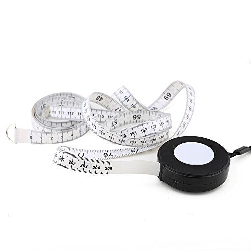 80'' 205cm Black Retractable Tape Measure with Black Rope - color: Black, size: 2.1 m