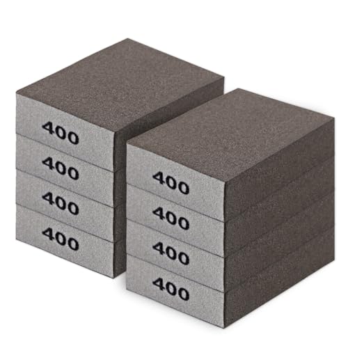 Romeda 8-Pack Sandpaper Block, 400 Grits Washable and Reusable Handmade Sanding Sponge, Drywall Sandpaper Blocks for Wooden Drywall Sheetrock and Metal Glazing - color: 400 Grits, size: 8-Pack