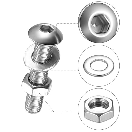 300 Pcs M5 Nuts and Bolts Assortment Kit, Pan Head Machine Screws and Nuts, Stainless Steel Hex Button Head Socket Cap Screws Bolts and Washers, Metric Screw Assortment, Fully Threaded - size: M5