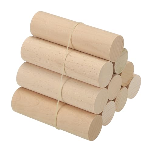 PATIKIL 1-1/8 x 4 Inch Dowel Rods Wood Sticks Unfinished Round Dowels 10pcs - size: 1-1/8"x4"