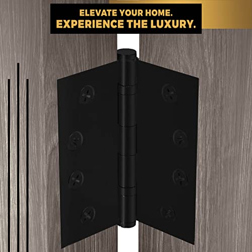 Black Heavy Duty Door Hinge Matte Black Ball Bearing 4x4 Inch Heavy Duty - Set of 2 Solid Brass Matte Black Door Hinges (Flat Black) - color: Flat Black