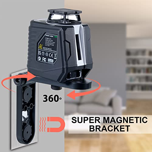 Firecore Laser Level 360 Self Leveling, 82 Ft Green 360° Cross Line Laser, 3 Brightness Adjustment, Pulse Mode, Magnetic Bracket, Carrying Pouch, for Picture Hanging Shelves Cabinets Home DIY Project - style: 360° Cross Line Laser