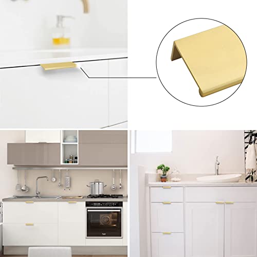 Rergy 10 Pack 5" Cabinet Pulls Brushed Brass Finger Pulls for Cabinets - color: Matte Gold, size: Hole Center: 5in(128mm)
