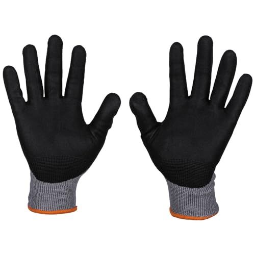 KLEIN TOOLS 60586 Work Gloves, Knit Dipped Cut Resistant ANSI A2 Nitrile Coated Gloves, HPPE Fabric, Touchscreen Capable, X- Large, 2-Pair - size: X-Large