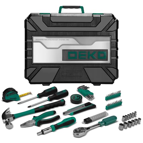 DEKOPRO Tool Set: 228 Piece Home Tool Kit, Household Basic Repair Tool Set Comes with Storage ToolBox, Socket Wrench Set for Car, Hand Tool Box Set for Home - Green - color: Green