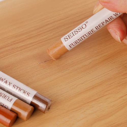 SEISSO Furniture Repair Crayon, 6 PCS Wood Filler Sticks, Scratch Repair Wax, Furniture Marking Repair for Scratch, Cracks, Hole, Table, Cabinets, Laminate Wood Floor, Guitar, Instrument, Black - color: Black 6pcs