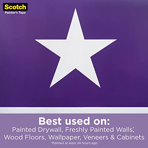 Scotch Delicate Surfaces Painters Tape, 1.88 in x 60 yd, Damage-Free Painting Prep, Protect Delicate Surfaces, UV & Sunlight Resistant, Solvent-Free Adhesive, Indoor Masking Tape, 1 Roll (2080-48EC)