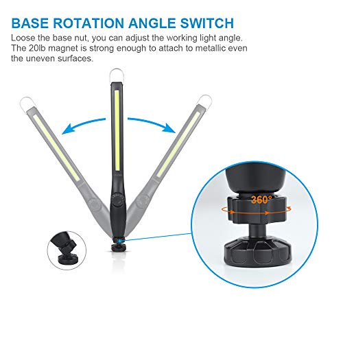 LED Work Light 800 lumens 3300mAh Rechargeable Magnetic Flashlight COB Handheld Portable Inspection Light for Car Repair Machine Garage Emergency(2 Pack) - size: 2 Pack