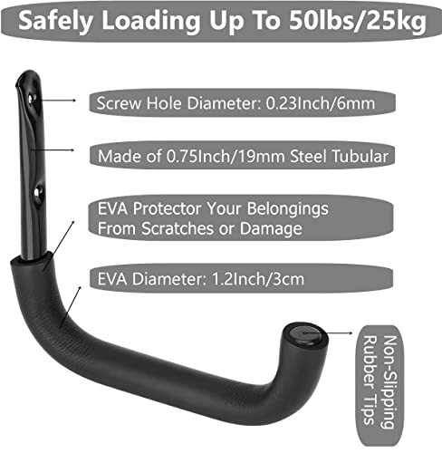 6 Pack Heavy Duty Garage Storage Ladders Hooks, 10 Inch Wall Mount Storage Garage Hangers for Bikes, Garden Tools, Chair, Hose - size: 9inch x 10inch