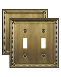 Switch Plates Outlet Covers, 2-Pack Antique Brass Metal Wall Plates - color: Antique Brass, size: 2 Toggle 2PK