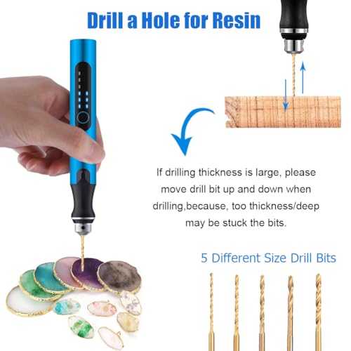 Resin Polishing Tools Kit,Electric Resin Drill Kit,Rotary Pen & Deburring Tool 3D Printing for Keychain Making,Jewelry Art,Resin Duberring, Drilling,Polishing,Engraving,DIY