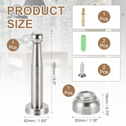 uxcell 6.5" Magnetic Door Stoppers, Wall Floor Mounted Magnetic Door Catch Holder, Stainless Steel Door Stops for Bedroom, Bathroom, Kitchen, Office, Silver - size: 6.5"