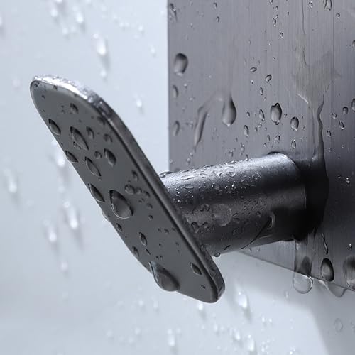 DELITON Towel Hooks for Bathrooms - 4 Pack Adhesive Wall Hooks Heavy Duty No Damage, Coat Robe Sticky Hooks for Hanging Waterproof SUS304 Stainless Steel, Grey - color: Gray