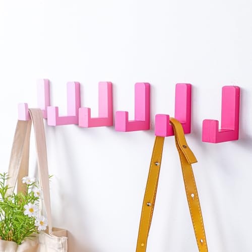 Teenyyou 6 Pcs Cute Kids Wall Hooks Adhesive for Backpack Pink Mixed Color - color: Pink Mixed Color