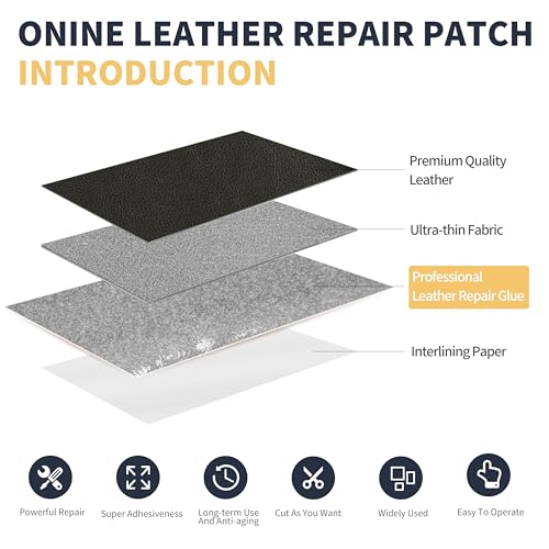 ONine Professional Leather Repair for Sofa,Leather Repair Tape 3x60in(Dark Gray Leather) - color: Dark Gray Leather, size: 3 x 60 inches
