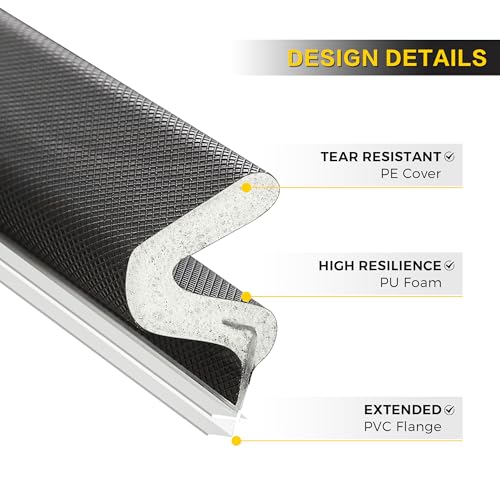 Ravinte Weather Stripping Door Seal, Q-Shaped Kerf Foam Strip, 19.8FT, Black - color: Black, size: 19.8FT