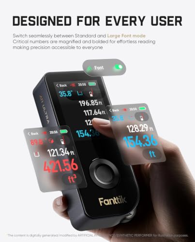 Fanttik A11 Ultra 3-in-1 Digital Laser Measure with Wheel Roller and Screen | 197Ft Digital Laser Measuring Tool, Touch Screen, Side LCD, 3-Axis Digital Level, Rechargeable for Home DIY & Indoor Projects