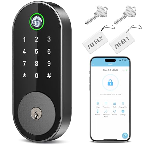 Fingerprint Smart Deadbolt with Keypad – Keyless Entry Lock for Home, Apartment, Office, Airbnb, Rental, Kids & Seniors, App & Code Access, Auto-Lock, Easy DIY Install, Compatible with Alexa & Google - color: Black