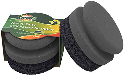 SCRUBIT Grill Cleaning Brush - Grill Sponge Bristle Free BBQ Cleaner with Heavy Duty Scrubber Pad, Safe Cast Iron and Griddle Scraper Pads, Ideal Accessories for Charcoal and Gas Grills - 2 Pack