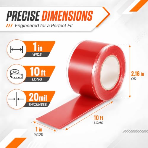 Red Electrical Tape 1 in x 10 ft Self-Fusing Silicone Rubber 2 Roll - color: Red