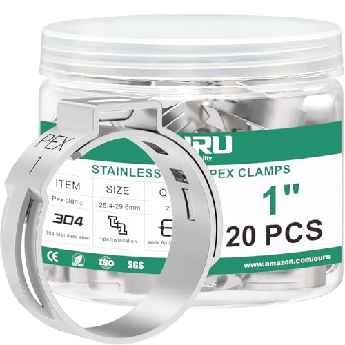 OURU 20PCS 1 Pex Crimp Rings, 304 Stainless Steel Pex Fittings - size: 1" × 20PCS