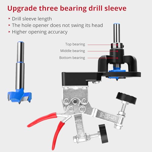 XUNTOP 35mm Concealed Hinge Jig, Aluminum Alloy Cabinet Hinge Jig, Double Clip Fixed More Stable, Precision Door Hinge Tool for Wood Furniture Door Cabinets