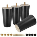FoDau770 Rubber Wood Legs 4", Straight Taper, 5/16"-18 Thread, Black, 4pcs | Wood Couch legs - Mid Century Sofa Legs - Furniture legs Replacement for Cabinet Dresser Chair Ottoman - color: Black, size: 4 Inch - Straight (90°)