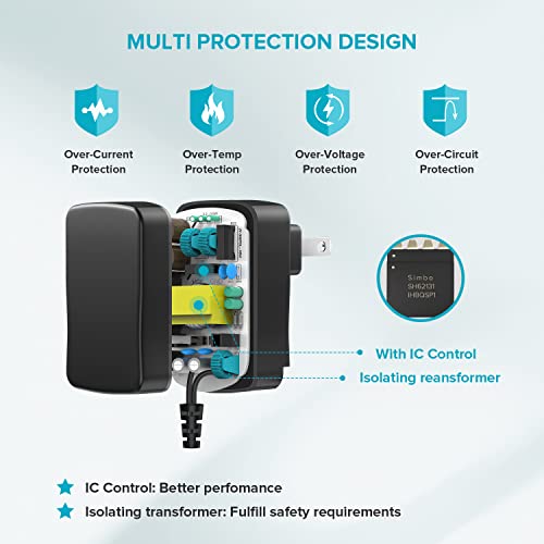 ZOZO Universal AC/DC Adapter 12W 3V 4.5V 5V 6V 7.5V 9V 12V Switching Power Supply Charger with 8 Tips 5.5x2.1mm 5.5x2.5mm Micro USB for Routers Speakers CCTV Cameras LED Strip Lights (Pack of 2) - size: 12w (Pack of 2)