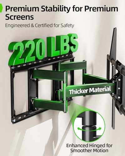 USX MOUNT Heavy Duty Full Motion TV Wall Mount for 60-120 Inch TVs, Holds 220lbs, 28" Extension Wall Bracket, Preassembled TV Mount for 65" 75" 85" 90" 98" 100", Max VESA 900x600mm, Fits 12-24" Studs - size: 60-120 inch