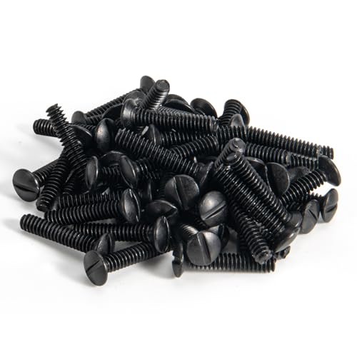 Henne Bery 3/4" Long 6-32 Thread, Oval Head Milled Slot Replacement Wall Plate Screws, 50 Pack, Black - color: Black, size: 3/4",50 Pack