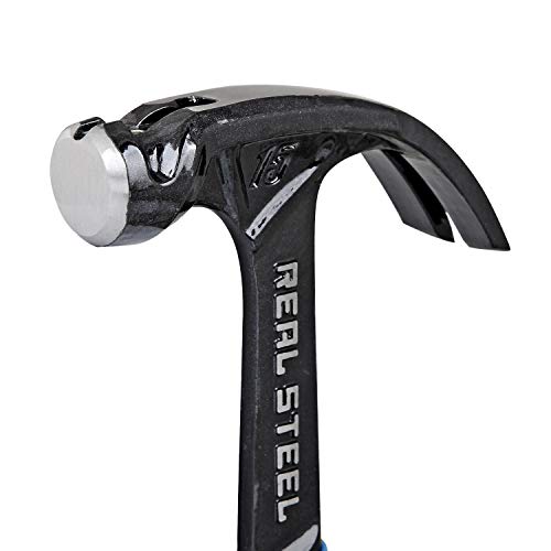 Real Steel 15 Oz One Piece Forged Curve Claw Framing Hammer with Cushion Grip 0516 - size: 15 oz