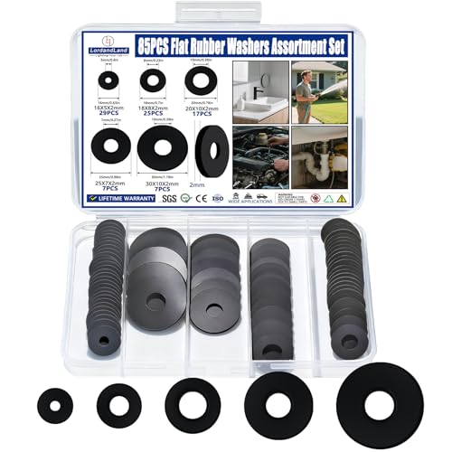 85Pcs Flat Rubber Washers Assortment Kit,16/18/20/25/30mm Black Washer,Vibration Absorbing Pads Sealing Rubber Washers for Faucets Garden Bolts Screws Hose Plumbing Shower Head- 5 Sizes