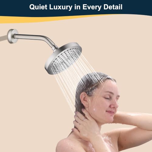 BRIGHT SHOWERS Shower Arm with Flange 10 Inches Solid Brass Shower Head Extension Arm, Wall Mounted Shower Pipe Arm for Rainfall Shower Head and Handheld Showerhead, Brushed Nickel - color: Brushed Nickel, style: Basic 10 Inch