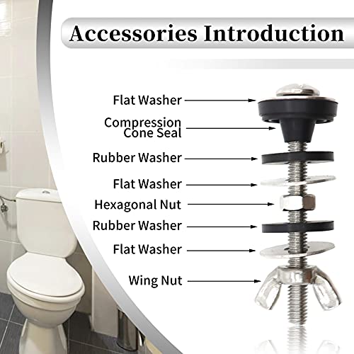 Universal Toilet Tank to Bowl Bolts Kit, Heavy Duty Toilet Bolts, Waterproof Stainless and Rubber Washers Gaskets with Extra Long Nut Screw for Fastening (Silver) (2, Short) - size: Short