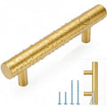 35 Pack | Champagne Bronze Gold Cabinet Pulls, German Krupp Stainless Steel Pulls, CNC Precision ±0.01mm, Family Kitchen Renovation Set, Durable and Unified Look, 5 Inch Length, 3 Inch Hole Center - color: Brushed Gold, size: 3 inch Hole Center