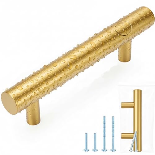 35 Pack | Champagne Bronze Gold Cabinet Pulls, German Krupp Stainless Steel Pulls, CNC Precision ±0.01mm, Family Kitchen Renovation Set, Durable and Unified Look, 5 Inch Length, 3 Inch Hole Center - color: Brushed Gold, size: 3 inch Hole Center