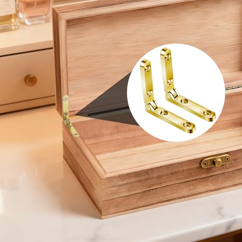 60pcs Heavy Jewelry Box Side Rail Hinge, 90 Degree Folding, Gold