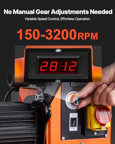 VEVOR 1.5 HP Wood Lathe, 16 x 40 in Wood Lathe Machine with 150 to 3200 RPM Variable Speed Brushless DC Motor Cast Iron Body Tool Rest for Medium to Large Projects Woodworking - size: 16" x 40"-1.5 HP